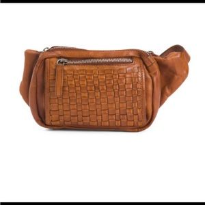 Vilenca Holland Belt Bag Leather Woven Brown Cognac Fanny Pack